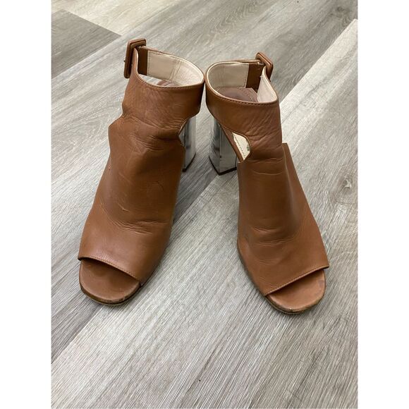 Prada Brown Peep Toe Ankle Strap Block Heel Booties, Sz 7.5 EU 38.5 MSRP $720 - Picture 4 of 12